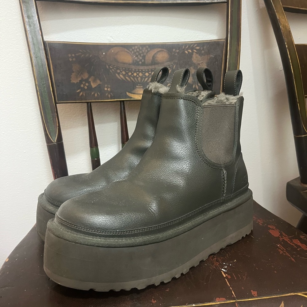 UGG Platform Ankle Boots - Olive Green